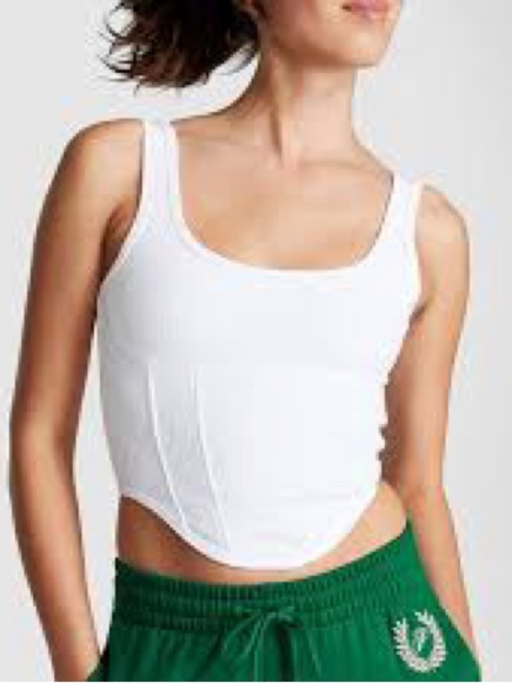 PINK Victoria's Secret White Scoop Cropped Tank